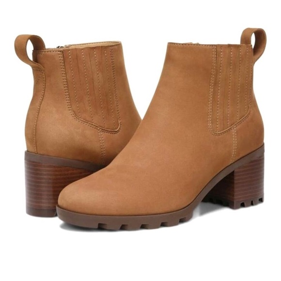 Vionic Wilma Waterproof Block Heel Boots - Color: Toffee Wp Nubuck - Picture 1 of 9
